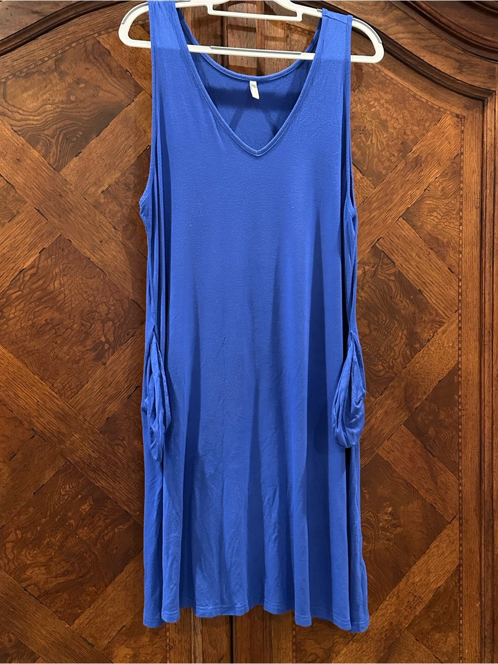 Royal Blue V-Neck Sleeveless Pocket Dress